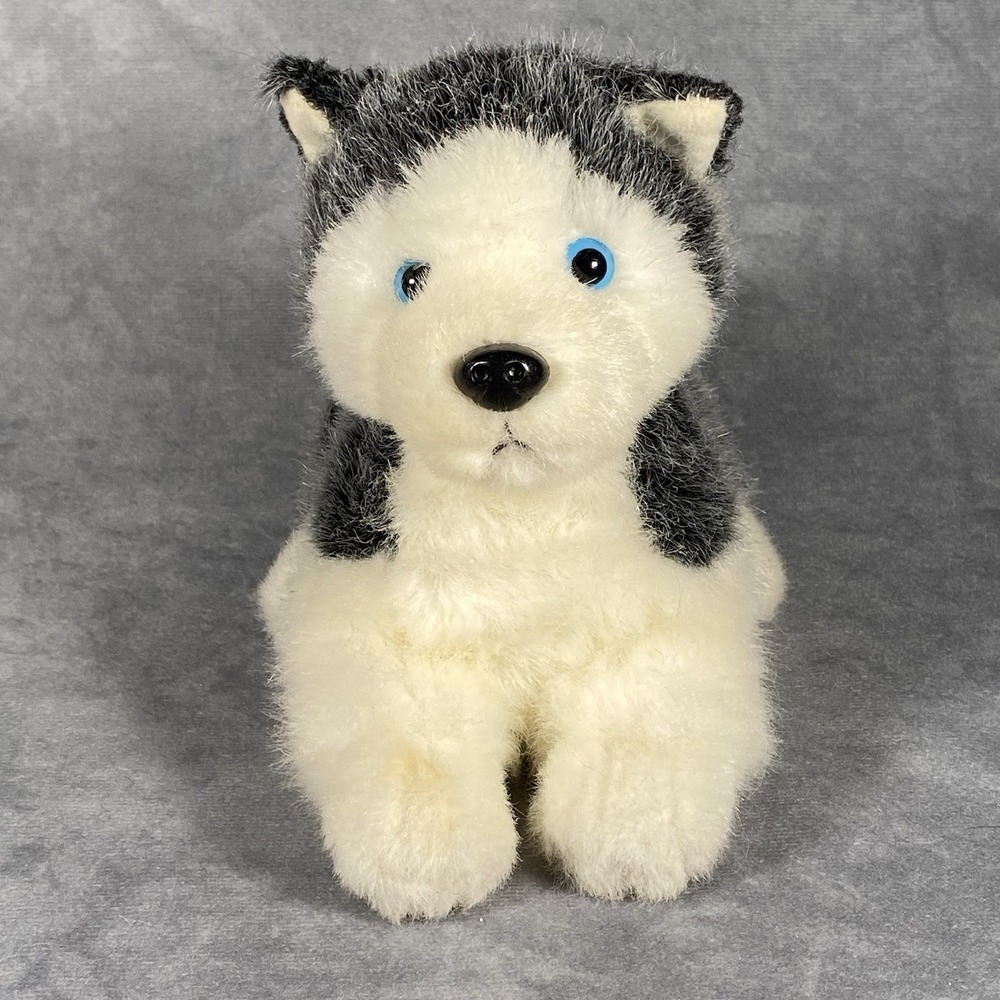 Russ Berrie Blizzard Husky Plushie Vintage Stuffed Animal Dog Wolf Lying Down